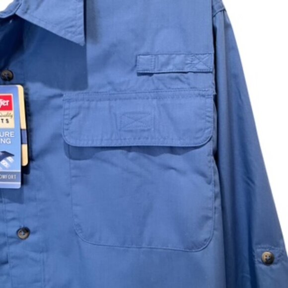 NEW Wrangler Work Shirt Blue Long Sleeve Quick Dry Mens Size 3XL - Picture 7 of 12